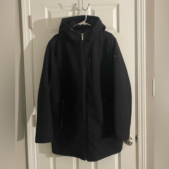 Men's Wool Melton Polyurethane Piping Detail Coat - Picture 1 of 5